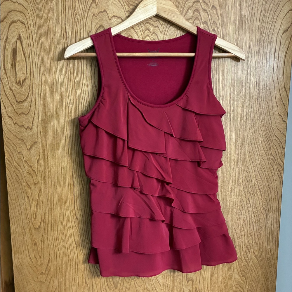 ❤️Yummie by Heather Thomson Crimson Red Ruffled Tank Top